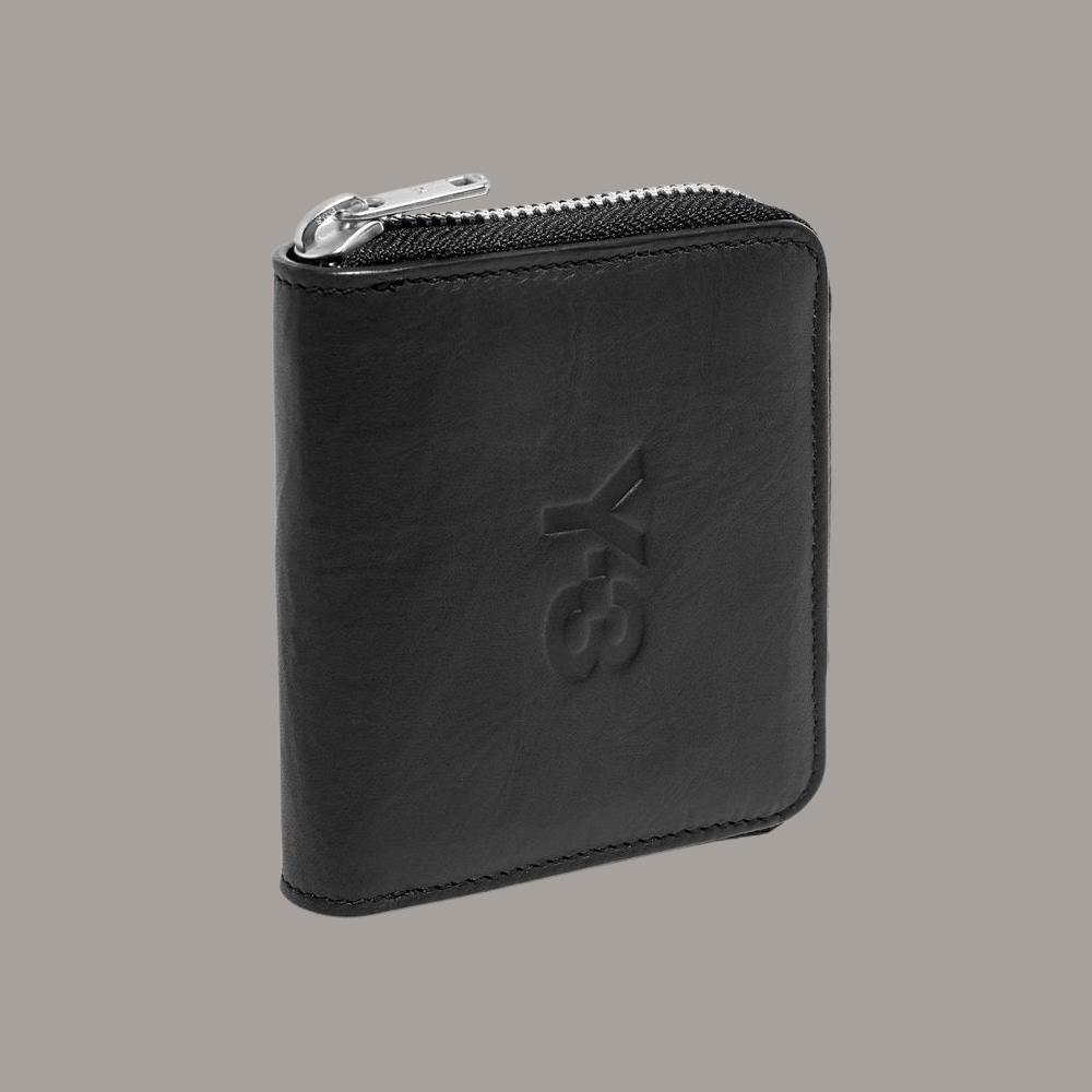 【 Y-3 WALLET 皺褶皮革零錢包 - 黑 】