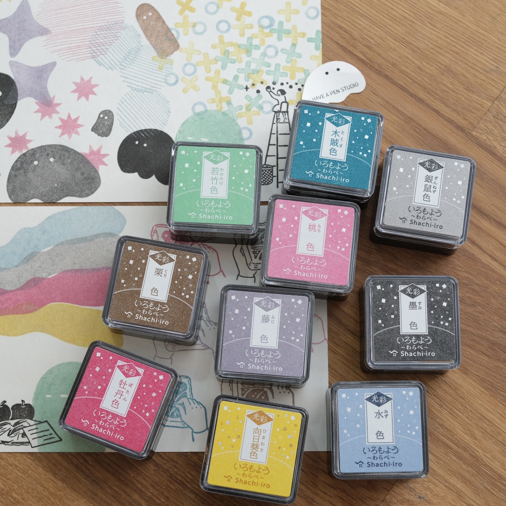 傳統色 色模樣 光彩 油性 小印台｜Shachihata 鯱旗牌 日本