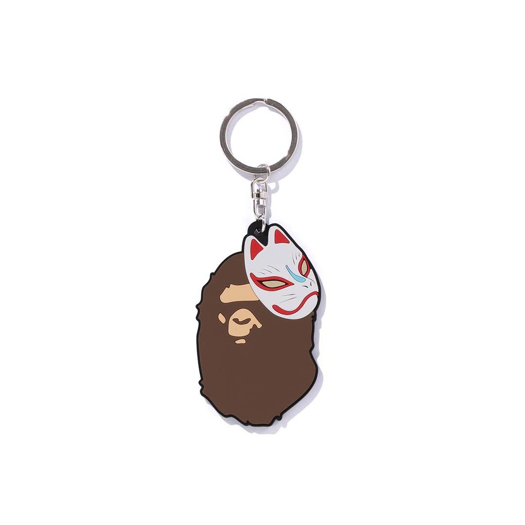 2025SS BAPE A BATHING APE JAPANESE FOX MASK RUBBER KEYCHAIN 狐狸 大頭 鑰匙圈 現貨 1L22182020