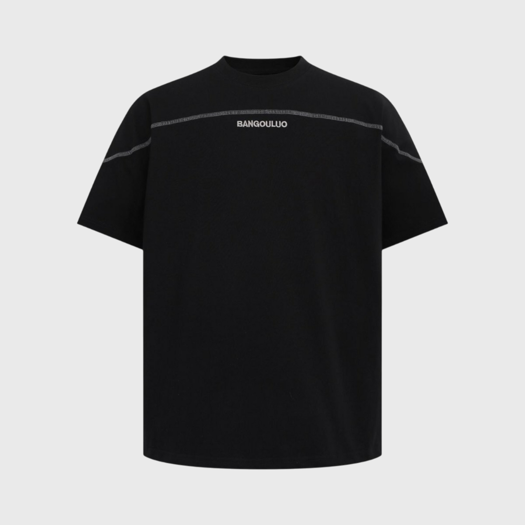 拼接線條印花短T