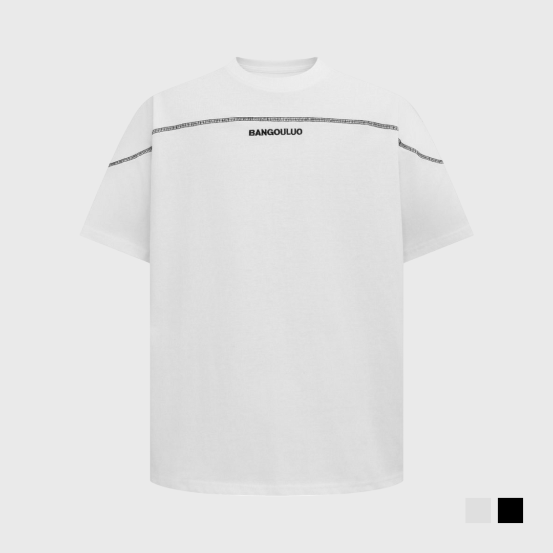 拼接線條印花短T