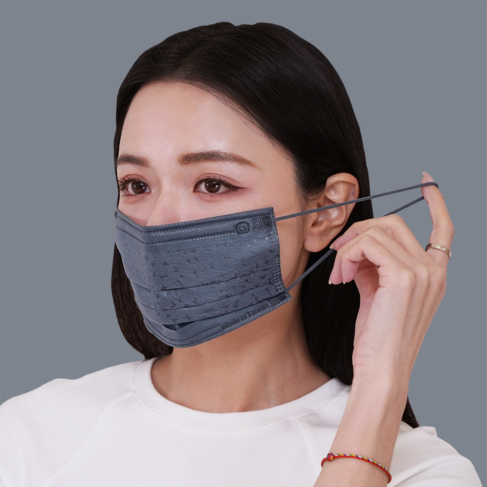 鉅瑋醫療口罩X珊瑚壓紋-冷霧灰(50片/盒)