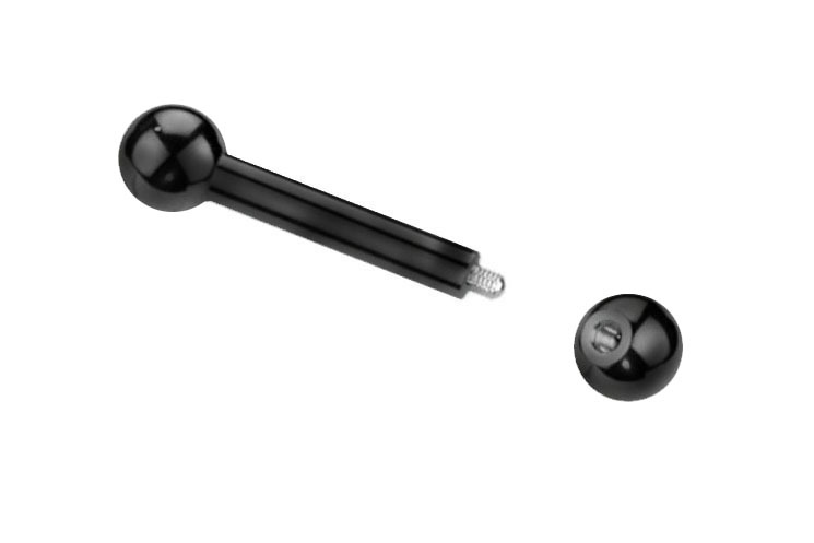 Prince Albert Piercing Black PVD Barbell (Externally Threaded)