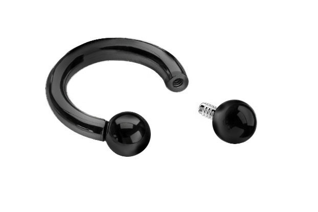Prince Albert Black PVD Circular Barbell (Externally Threaded)