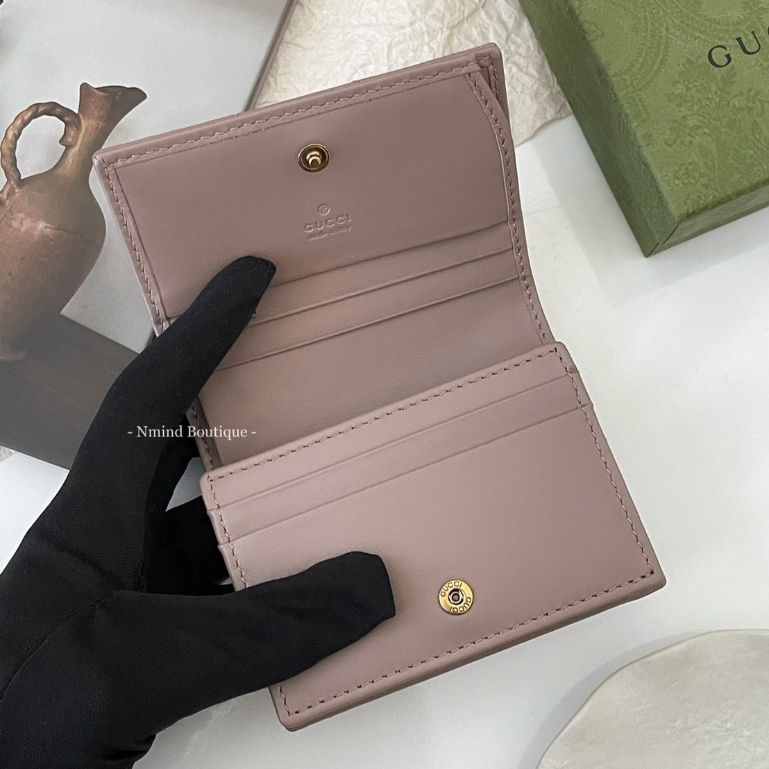 GUCCI GG MARMONT CARD CASE WALLET / Dusty pink
