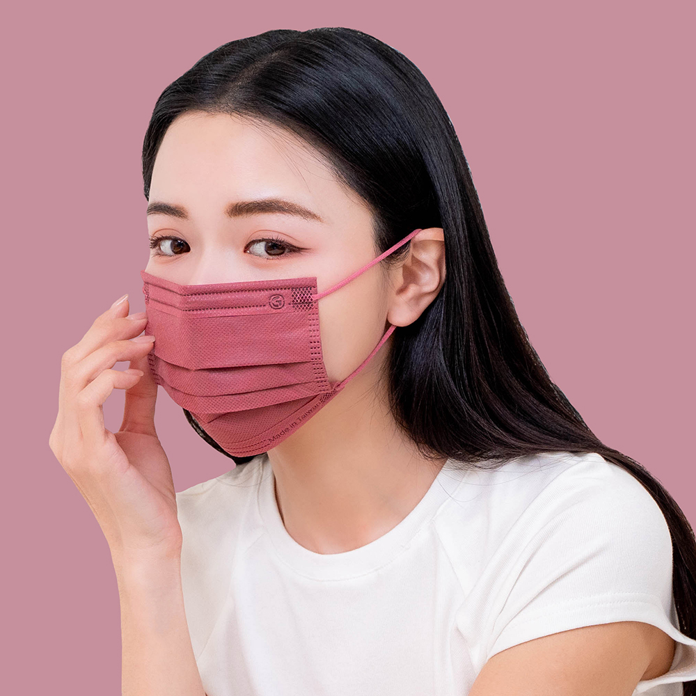 鉅瑋醫療口罩X純色系列-秋霧紅(50片/盒)