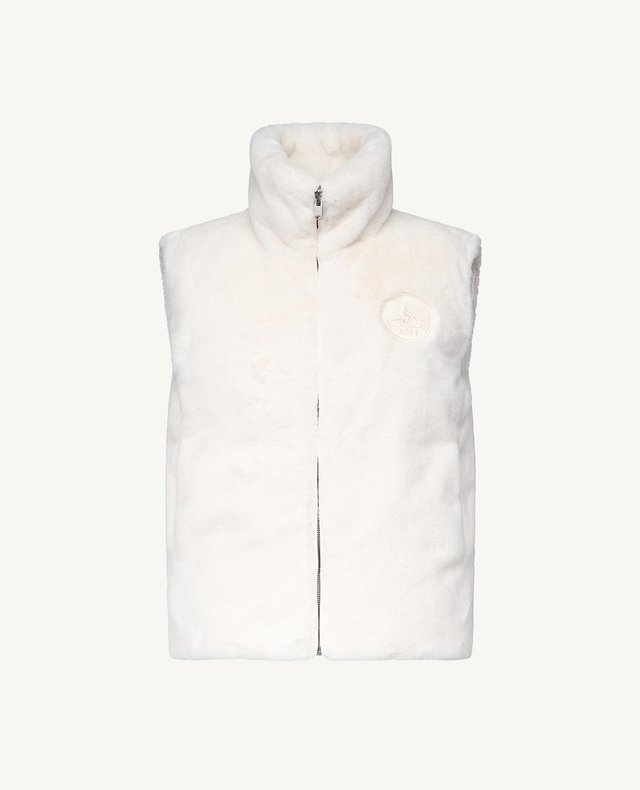 【JOTT】DAR兩面穿仿兔毛羽絨背心(白)