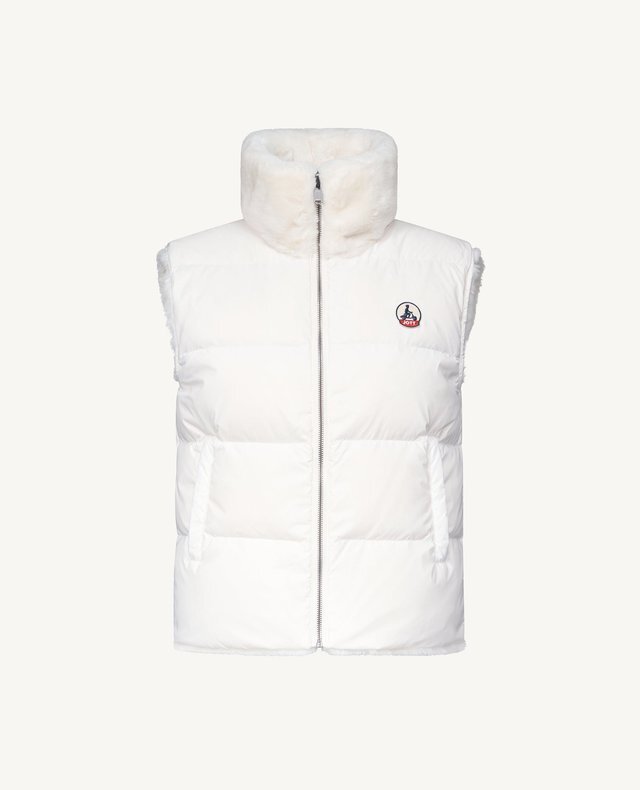 【JOTT】DAR兩面穿仿兔毛羽絨背心(白)