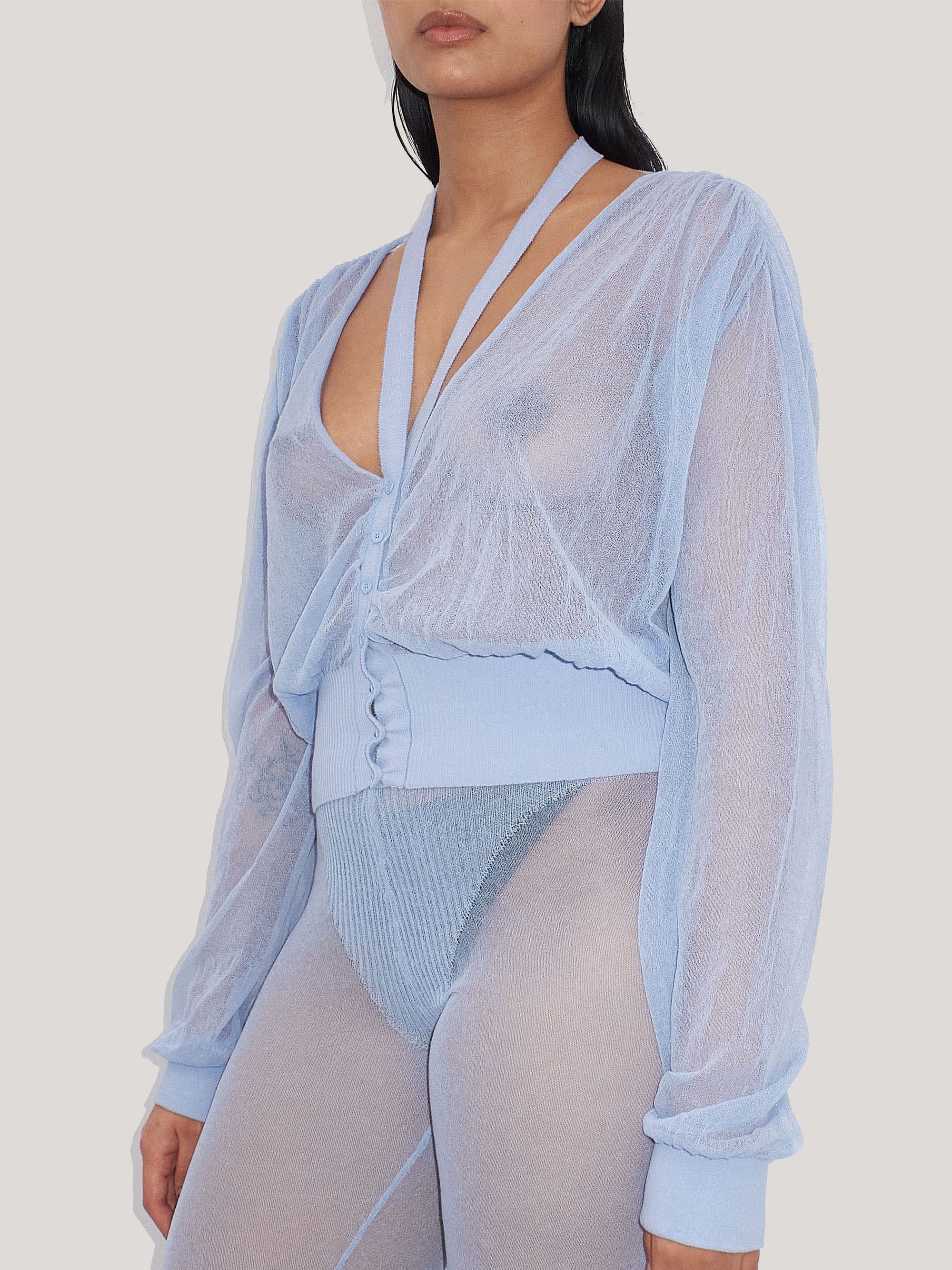 MIISTA Amber Sky Blue Knit Cardigan 上衣