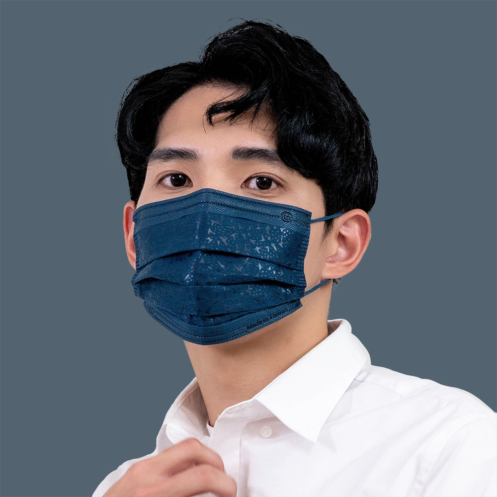 鉅瑋醫療口罩X珊瑚壓紋-深邃藍(50片/盒)