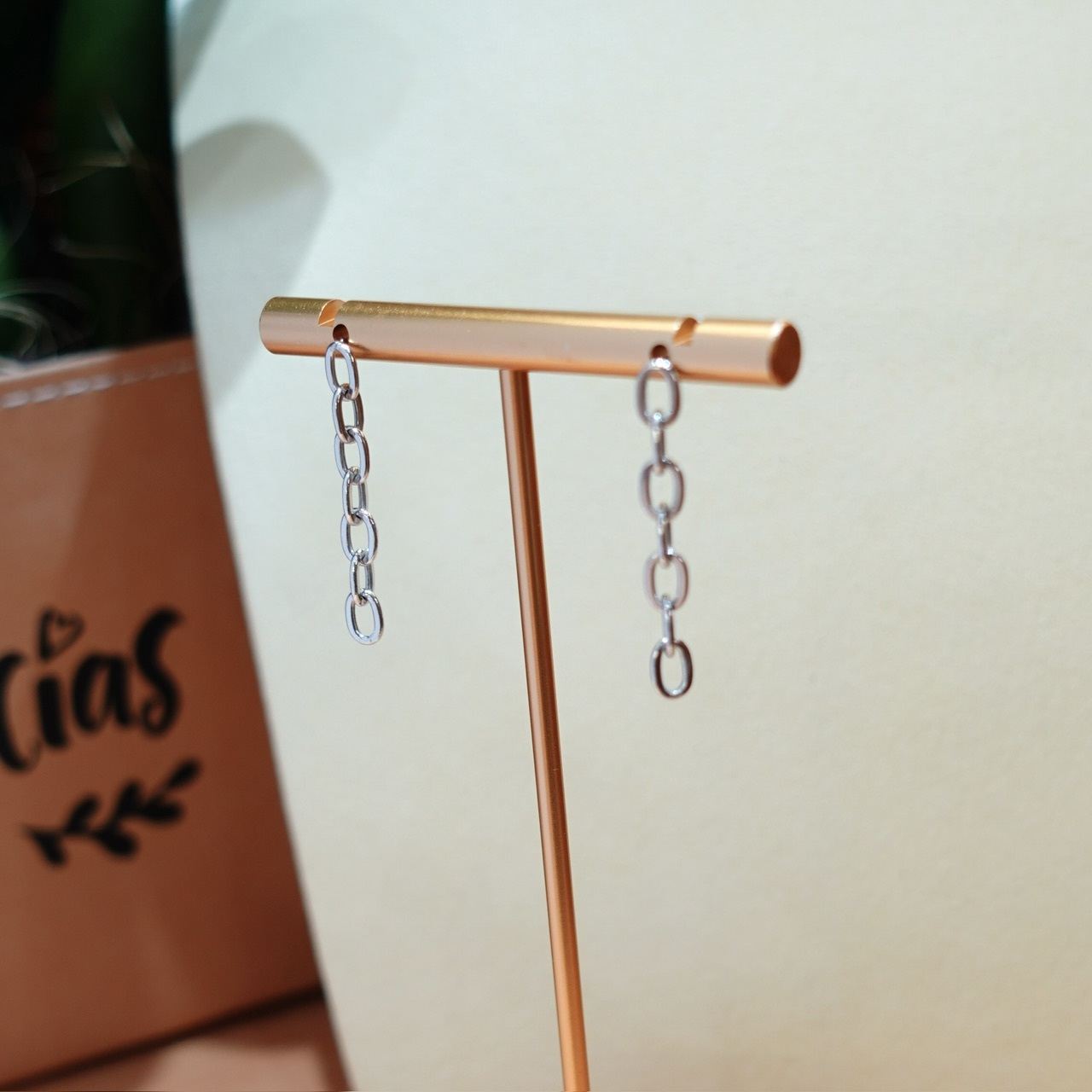 18K金粗金鏈耳釘