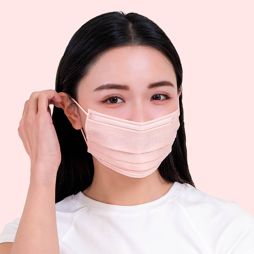 鉅瑋醫療口罩X珊瑚壓紋-蜜桃粉(50片/盒)