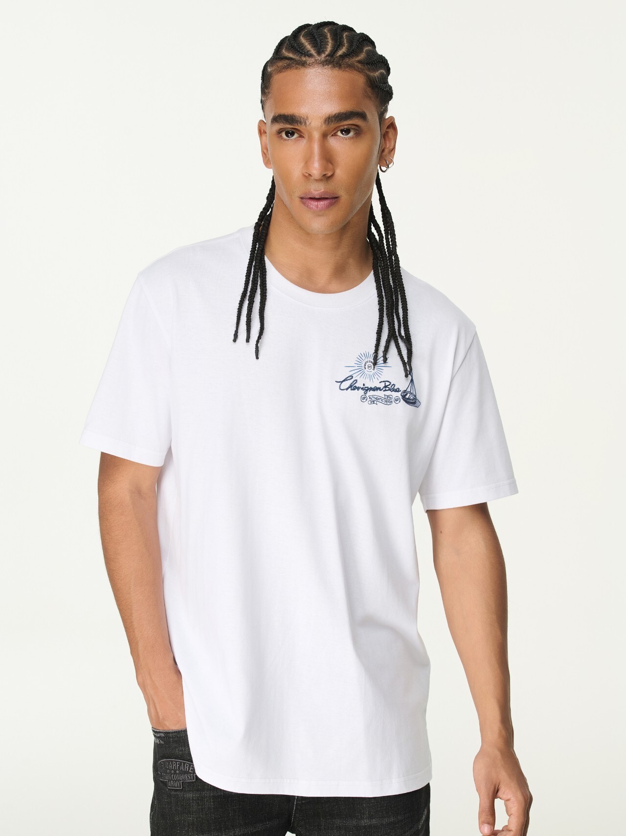 Chevignon - 男裝V57波浪印花短袖裇衫