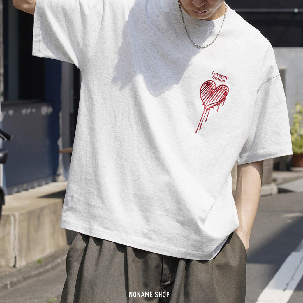 PUBLUX Lovepop Studio 刺繡 愛心 心型 落肩 短袖 三色 (男款)