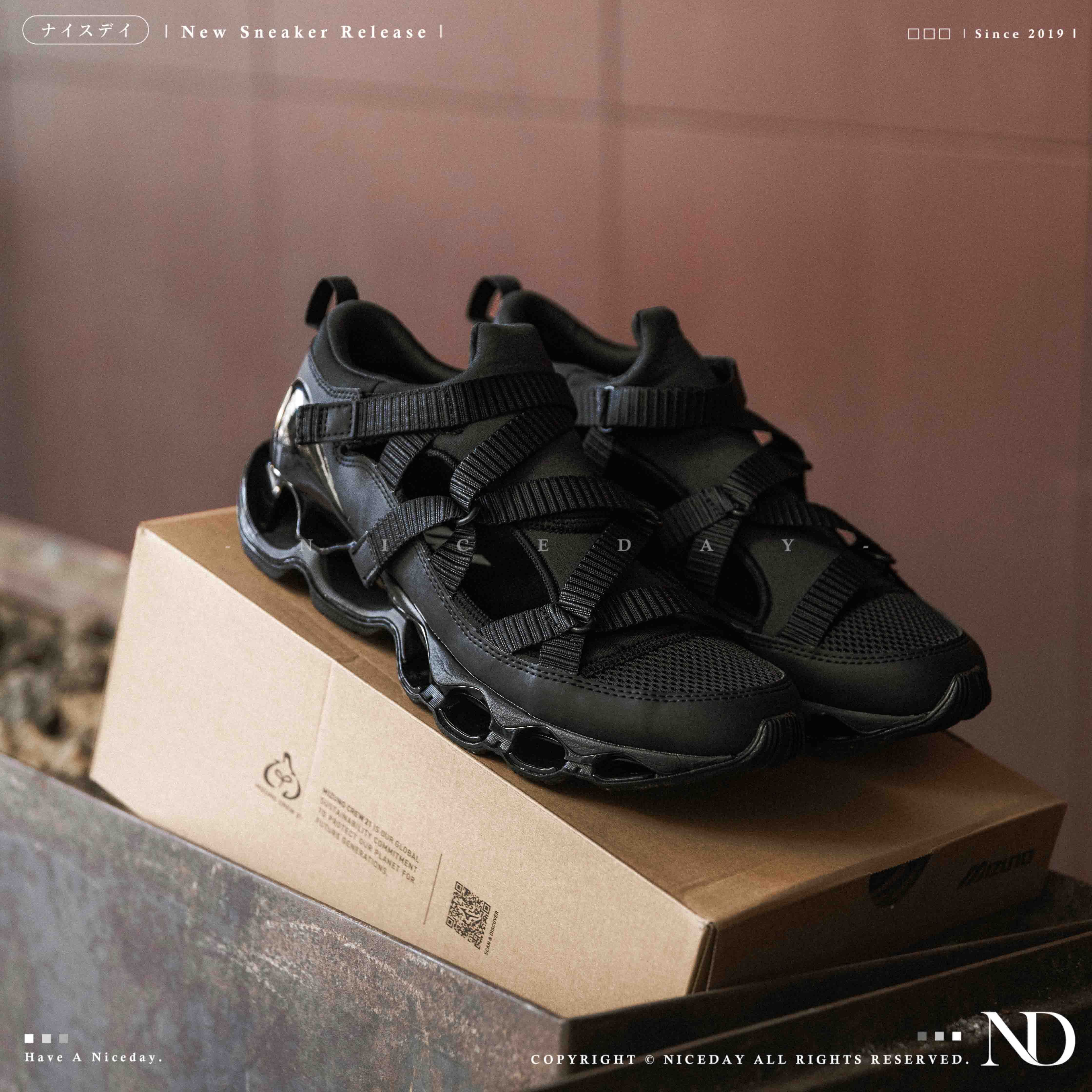 NICEDAY 代購 Mizuno Wave Prophecy 黑魂 涼鞋 機能鞋 透氣 拖鞋 D1GA251903