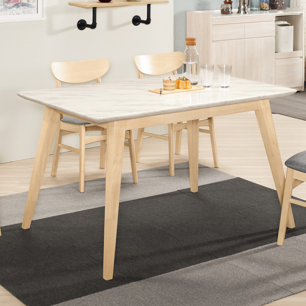 溫克4.3尺洗白色石面餐桌