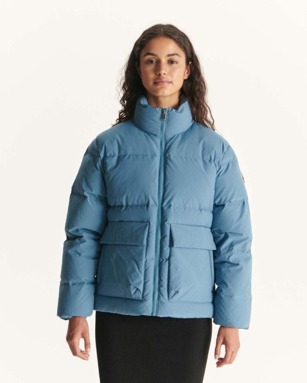 【JOTT】SHE造型口袋羽絨外套(藍)