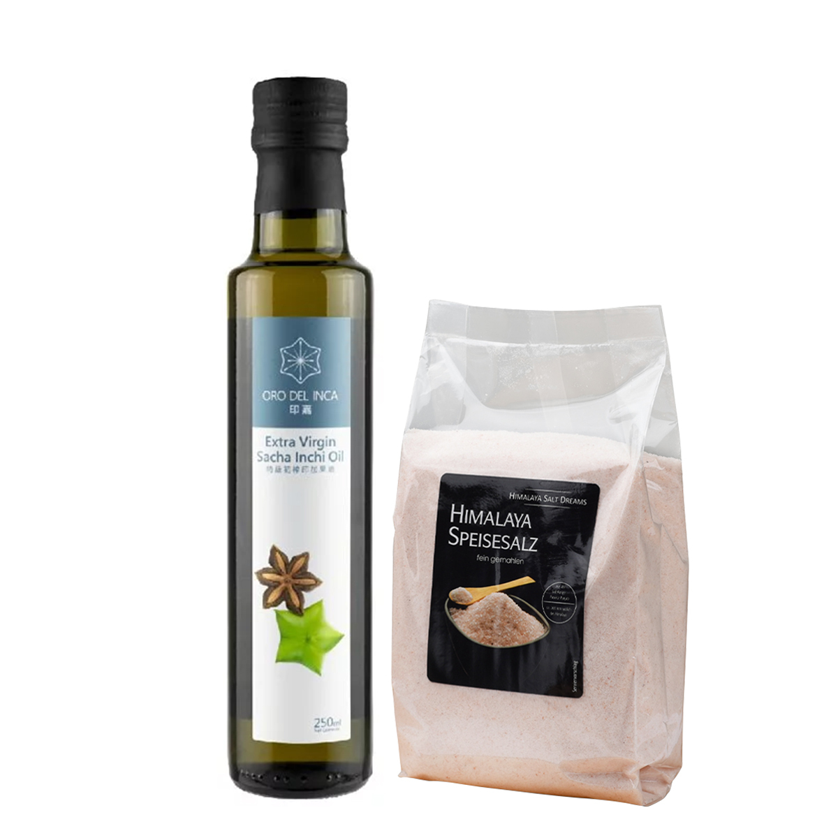 【印加岩鹽限定組】印嘉特級初榨印加果油250ml+Wagner Life Design粉紅玫瑰細鹽 1 kg*1