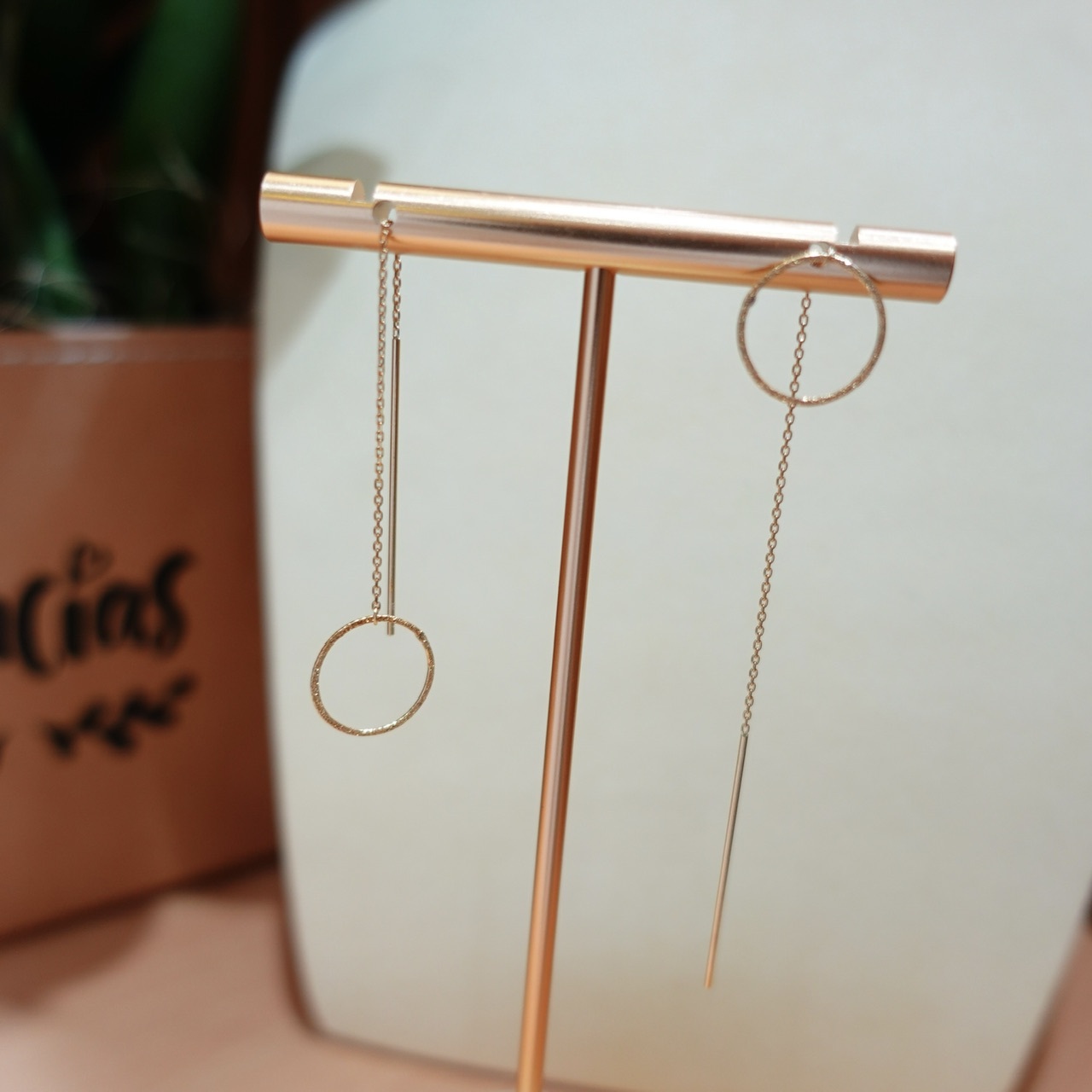 18K金幾何圖形耳線 - 圓形