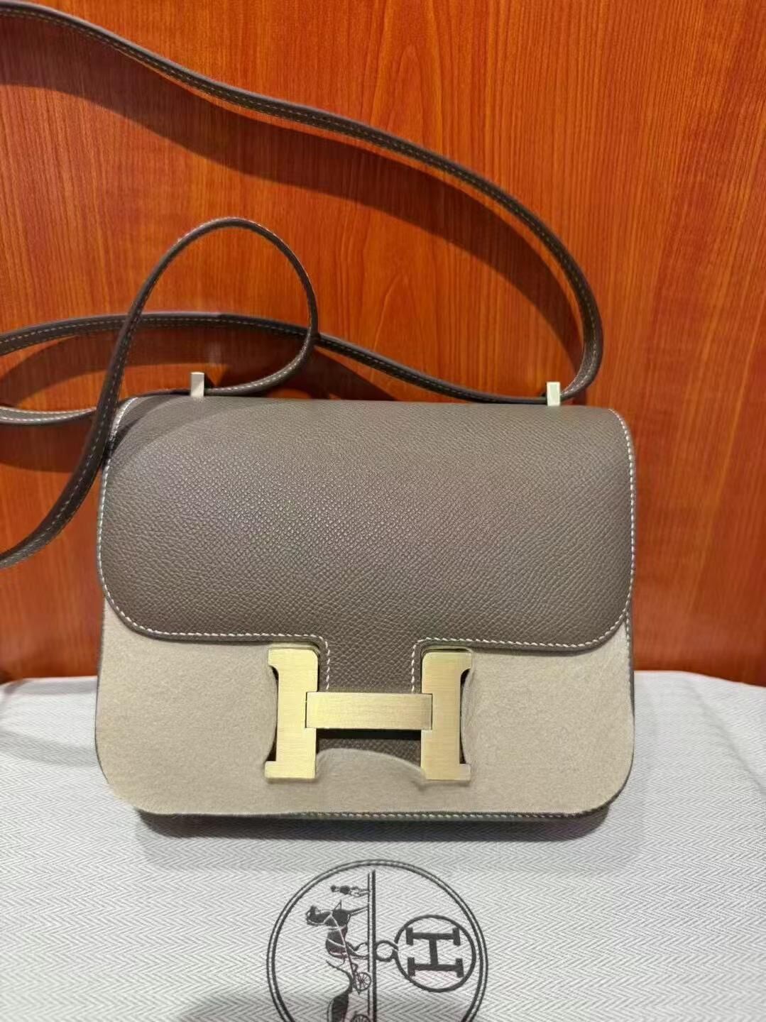 Constance mini mirror 18 etoupe cm epsom K