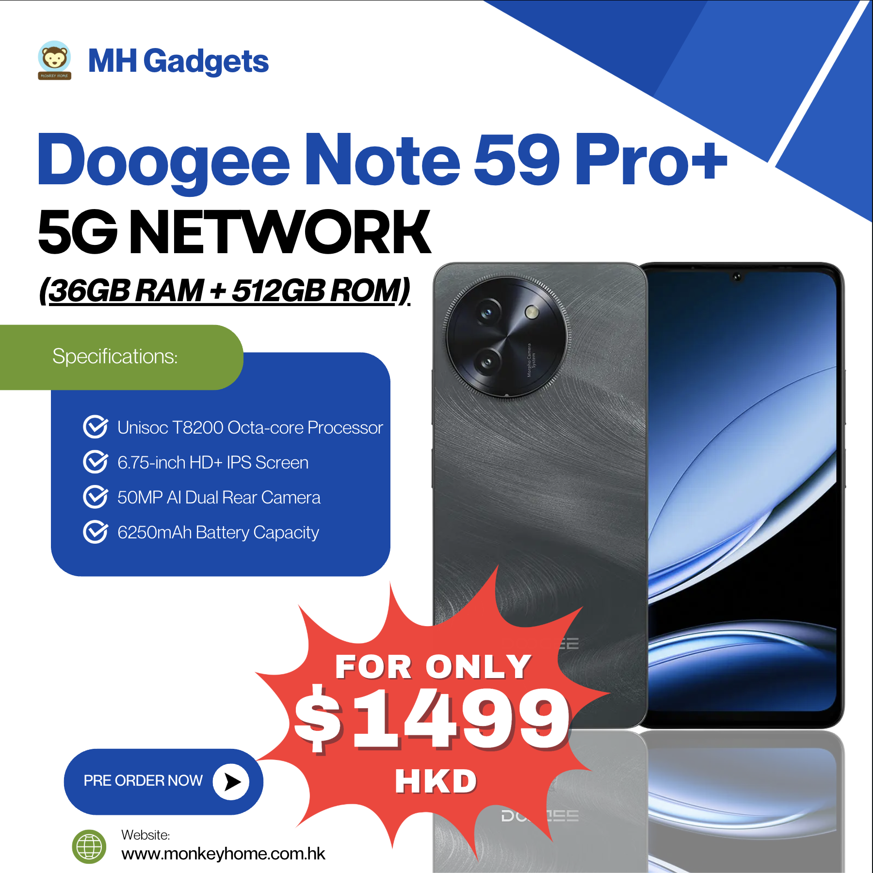 Doogee Note 59 Pro+ (5G Network) - 36GB RAM + 512GB ROM