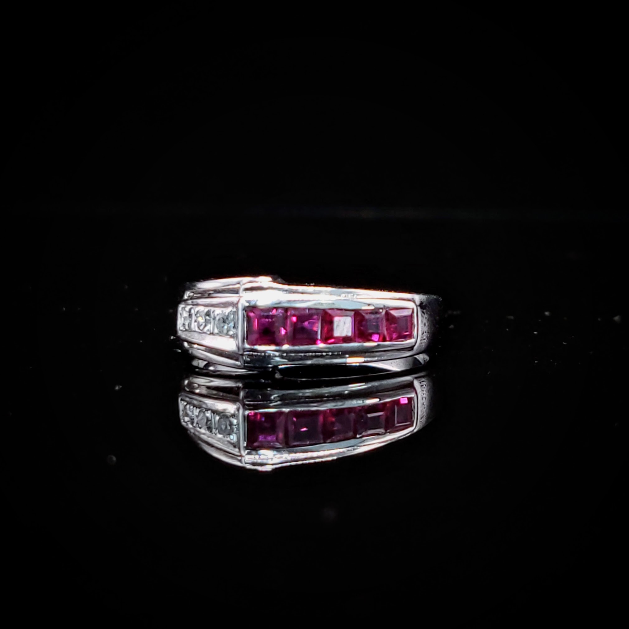 14K White Gold 0.38ct Ruby and Diamond Ring