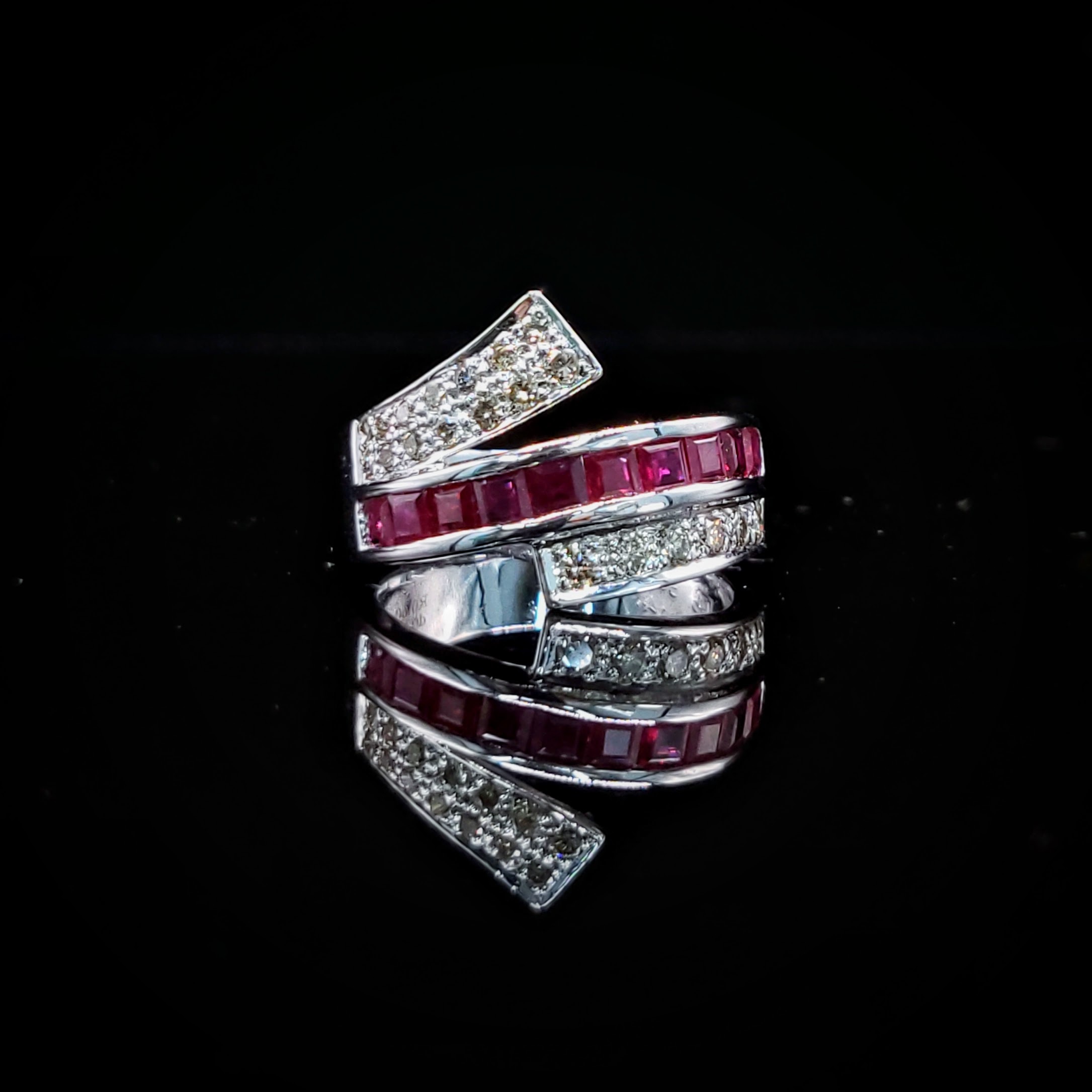 14K White Gold 0.680ct Ruby and Diamond Ring