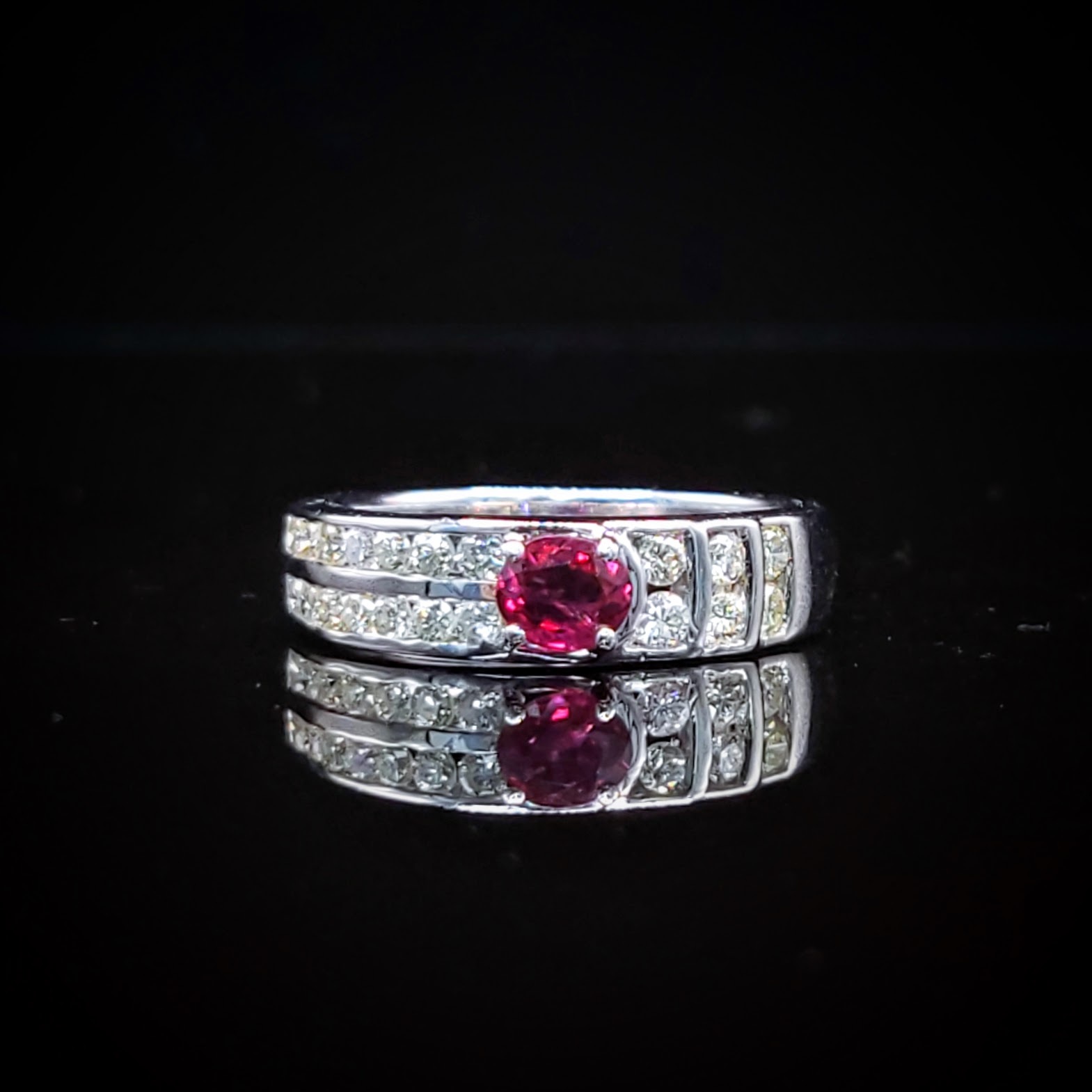 14K White Gold 0.30ct Ruby and Diamond Ring