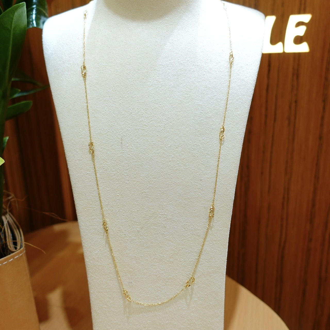 18K金立體扭扭長項鏈-80cm