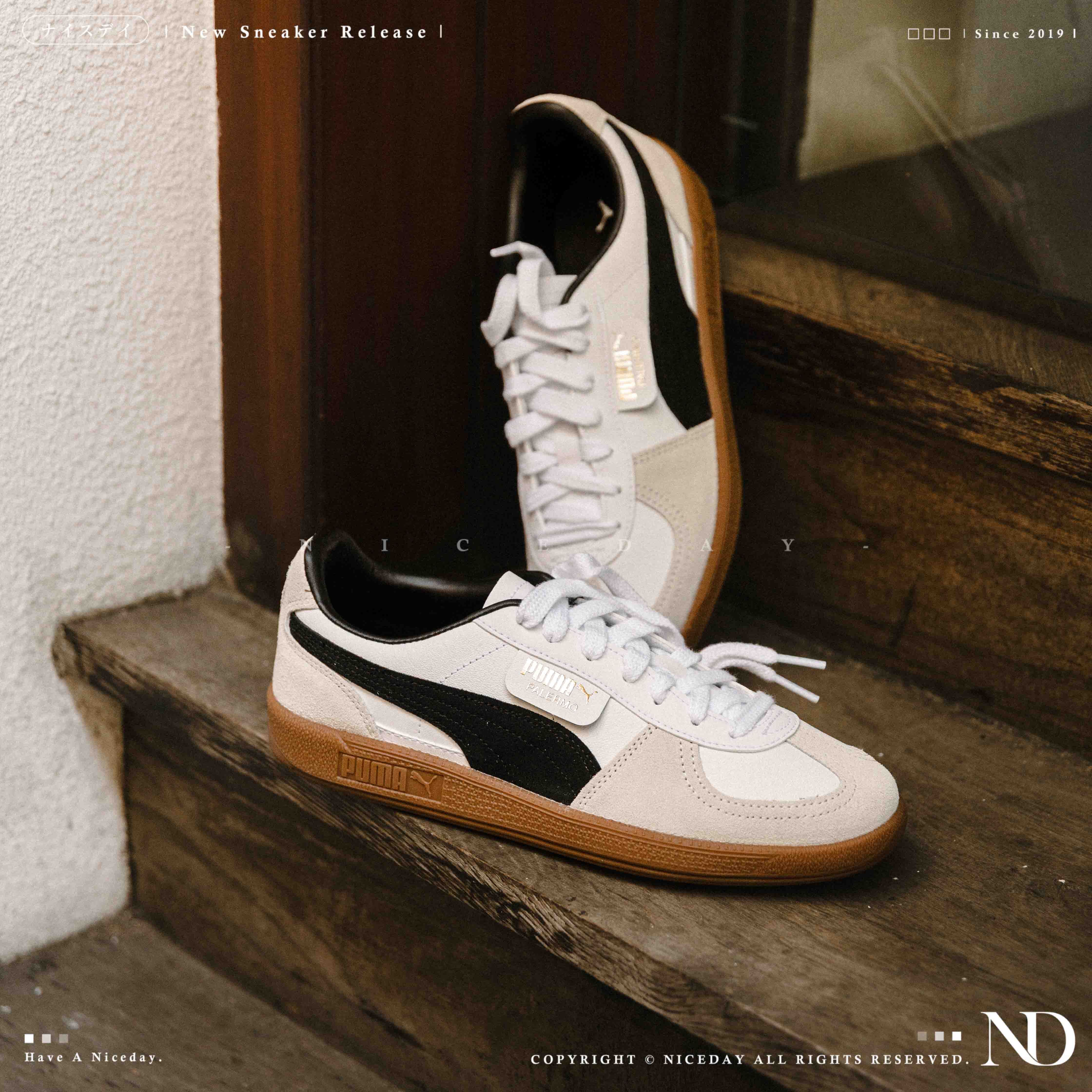 NICEDAY 現貨 Puma Palermo Lth 奶油白 白黑 焦糖底 德訓鞋 休閒鞋 ROSE同款 396464-01