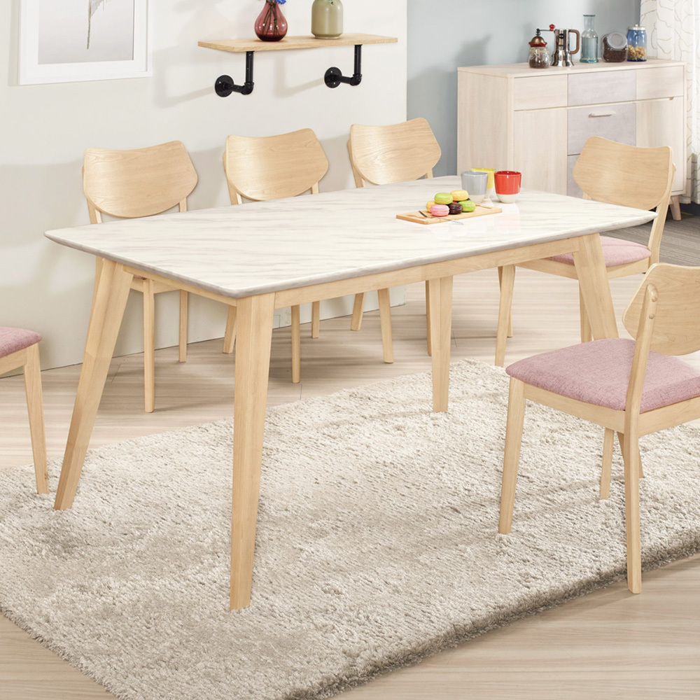 溫克4.7尺洗白色石面餐桌