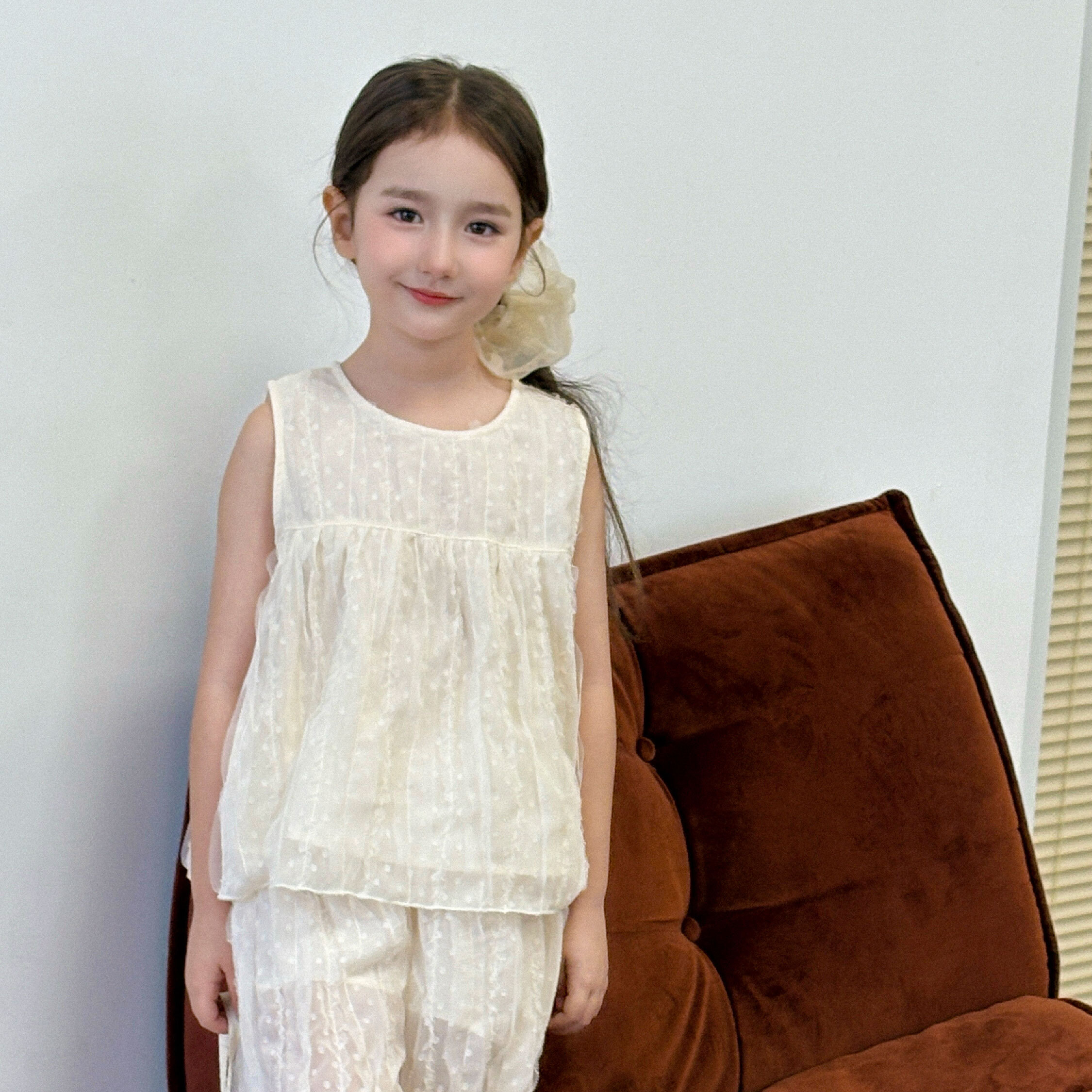 【H50161】藝術網紗拼接無袖上衣