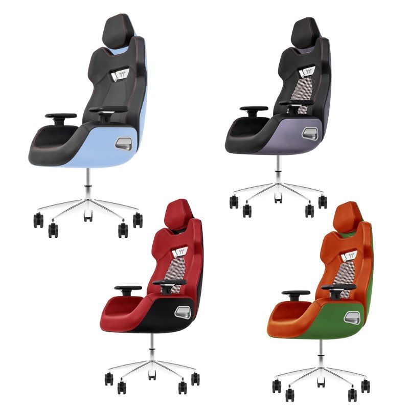 曜越 幻銀 ARGENT E700 真皮電競椅/繡球花藍/千鳥格紋風暴黑/太空灰/千鳥格紋競速綠 由保時捷工作室設計