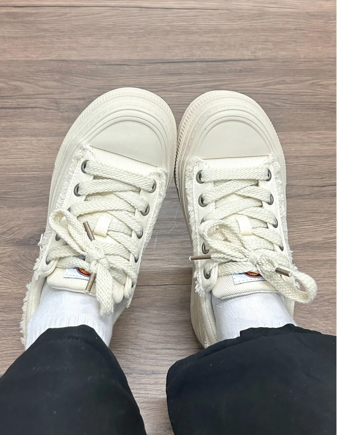 Dickies 厚底增高帆布板鞋（米色）