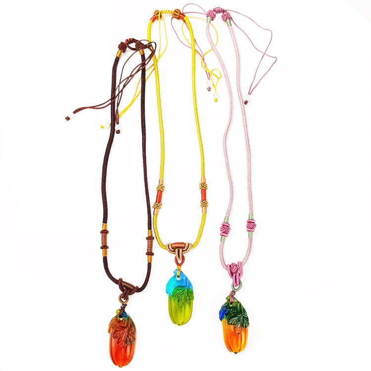 鹿港窯水晶琉璃｜甜瓜項鍊 豐收富貴吉祥如意隨身相伴