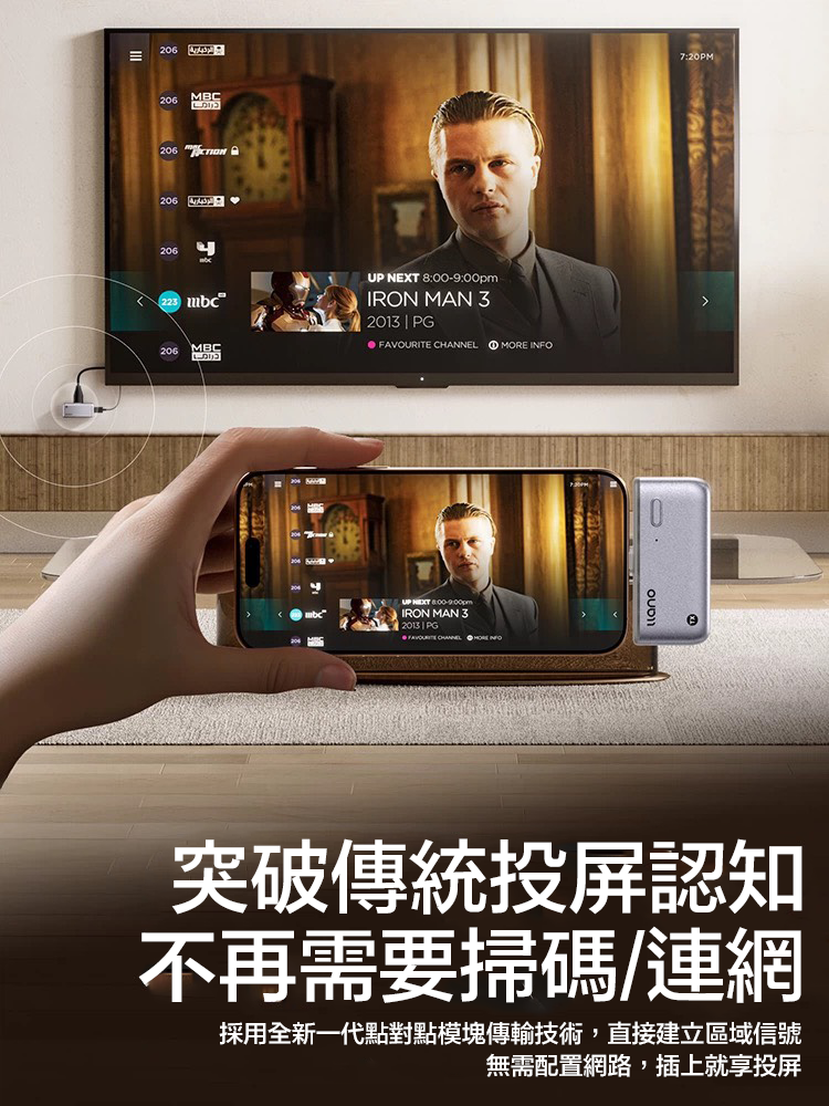 『預購』綠巨能 投屏魔盒 點對點無線投屏器 辦公娛樂兩不誤 手機投屏 點對點/無線兩種模式自由切換