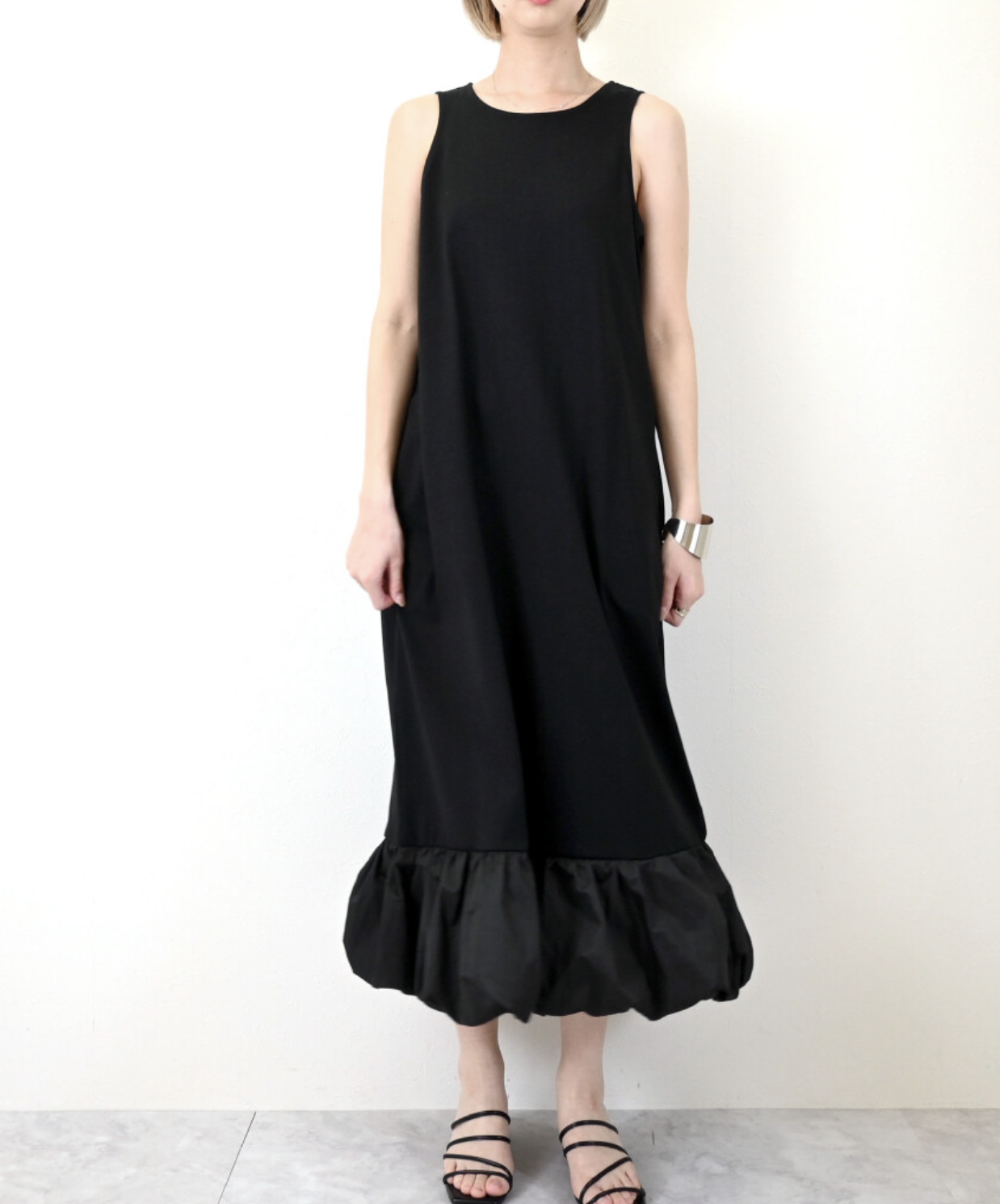 塔夫綢燈籠下擺連身裙