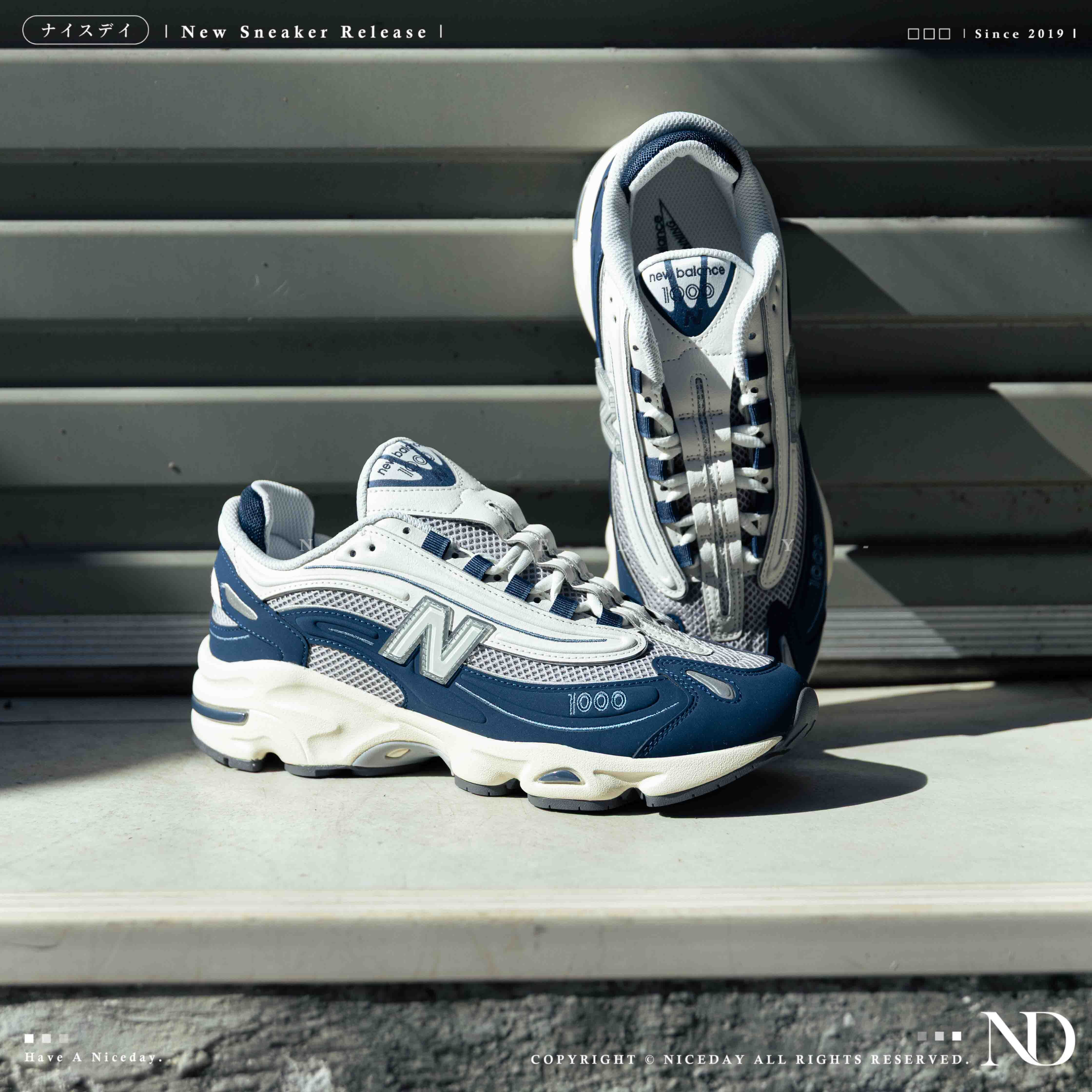 NICEDAY 現貨 New Balance 1000 海軍藍 復古 奶油白 奶油 藍白 深藍 藍 M1000MEN