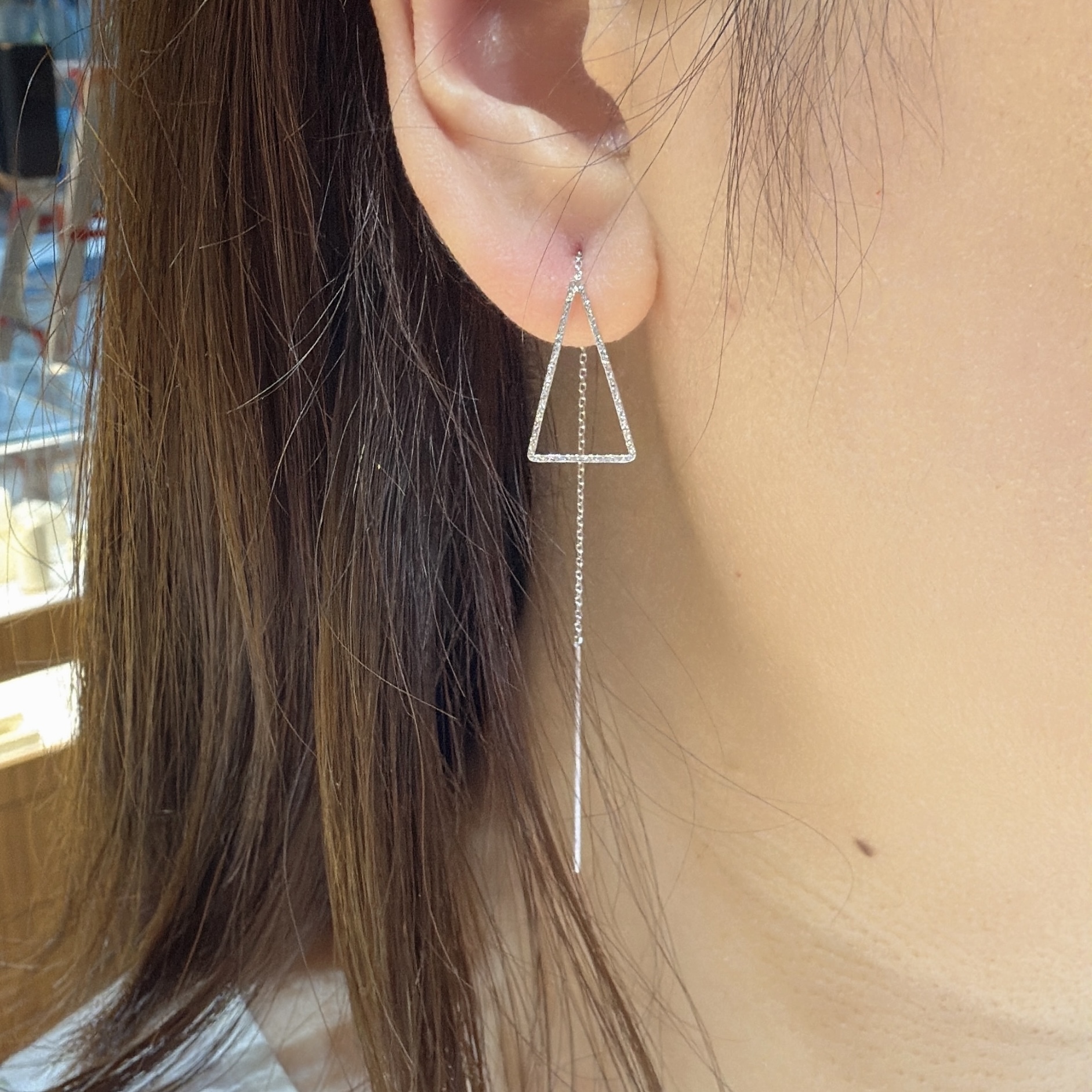 18K金幾何圖形耳線 - 三角形