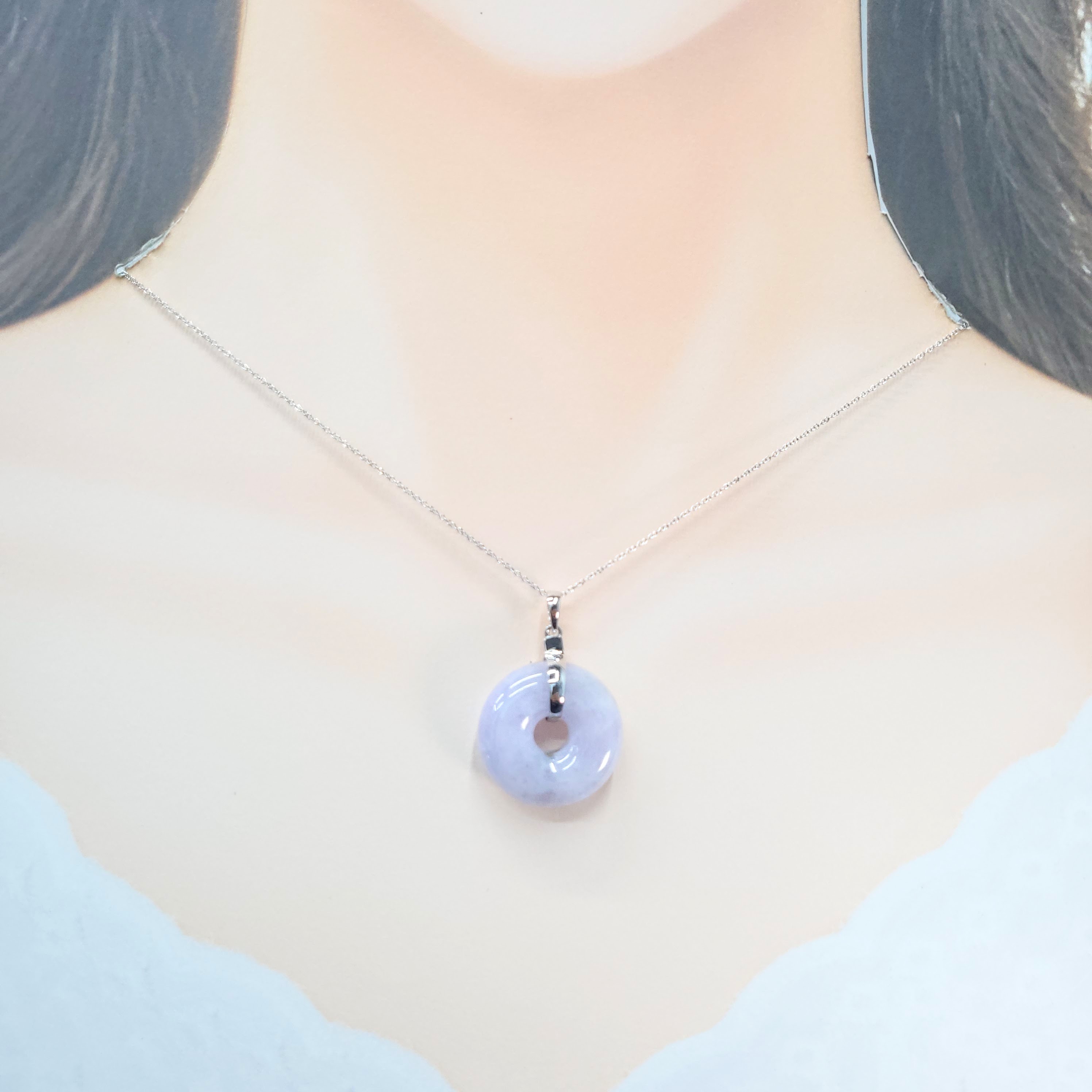 全新18K白金翡翠吊墜