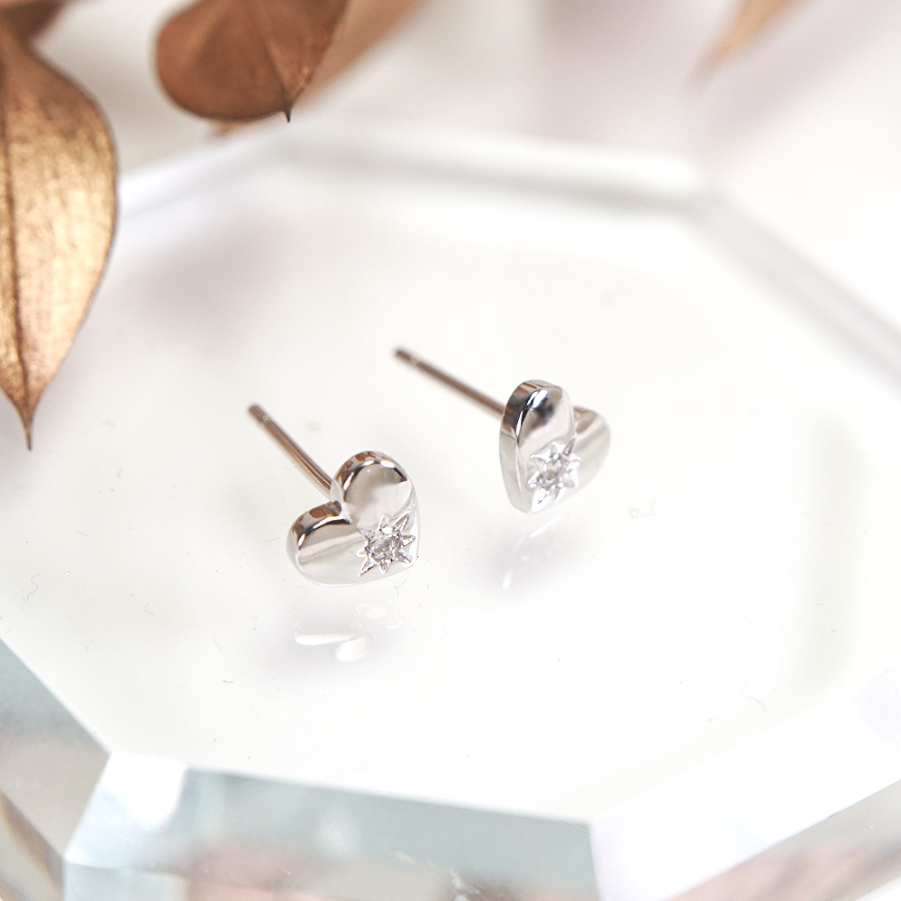 閃耀之心 純銀耳環 Taffy系列 925純銀 白K金色 美鑽款 女生耳環