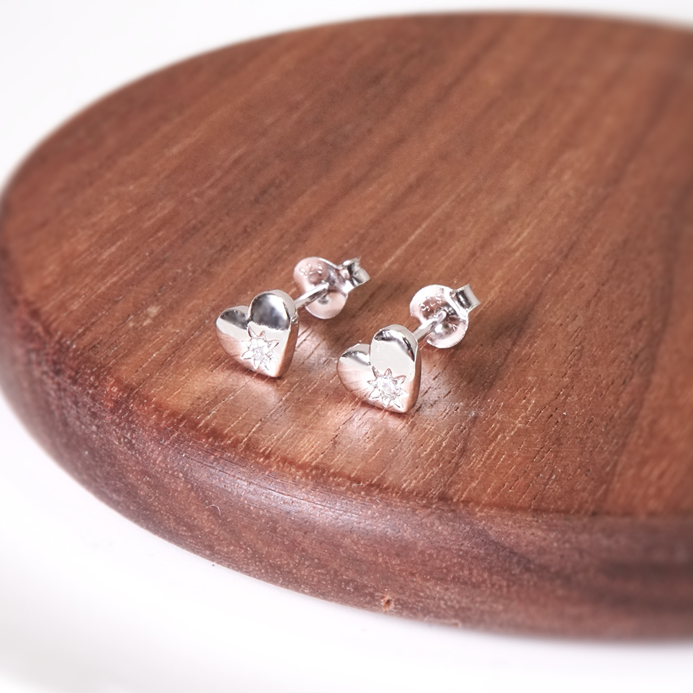 ART64 閃耀之心純銀耳環Taffy系列925純銀白K金色美鑽款女生耳環