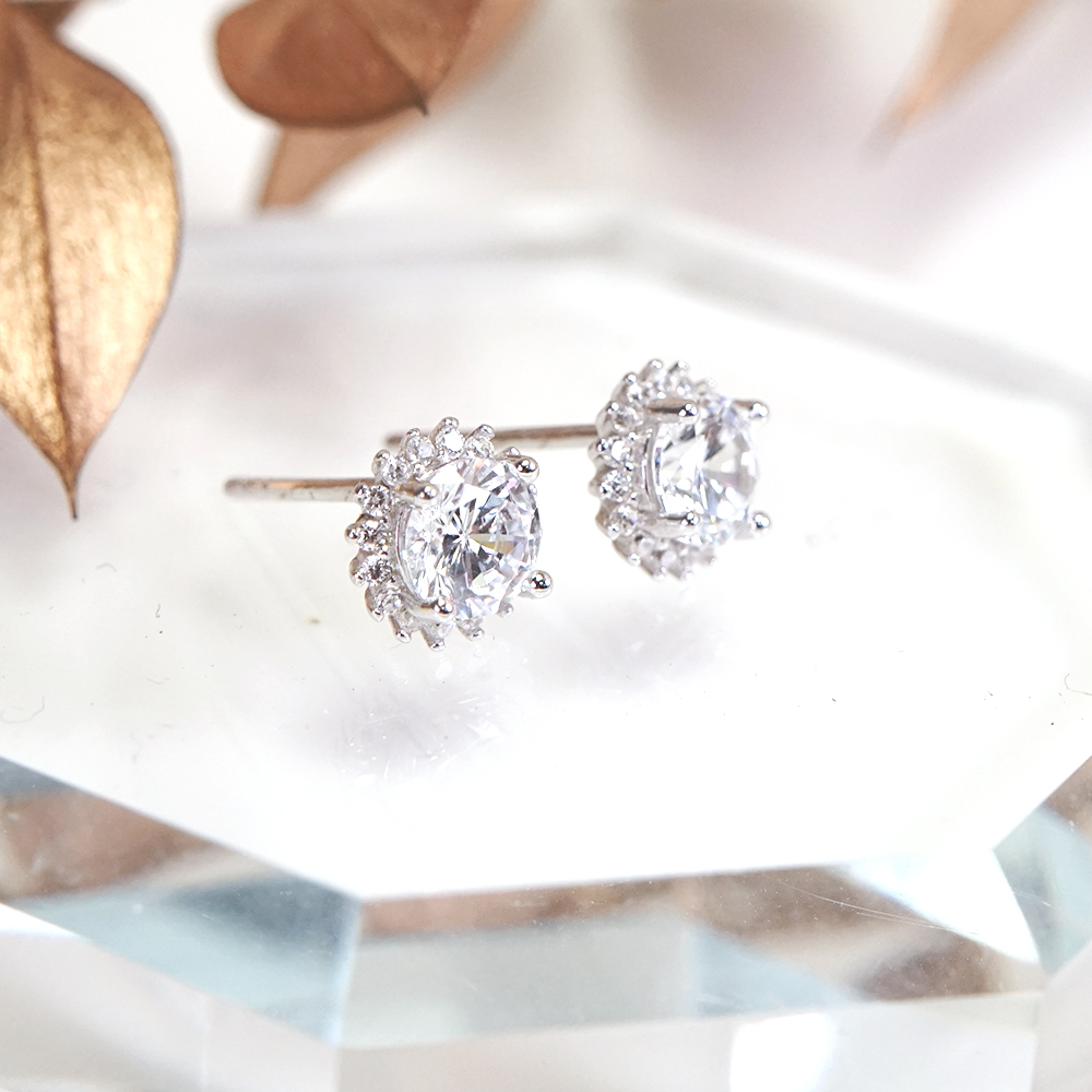 絢爛花環 純銀耳環 Taffy系列 925純銀 白K金色 美鑽款 女生耳環