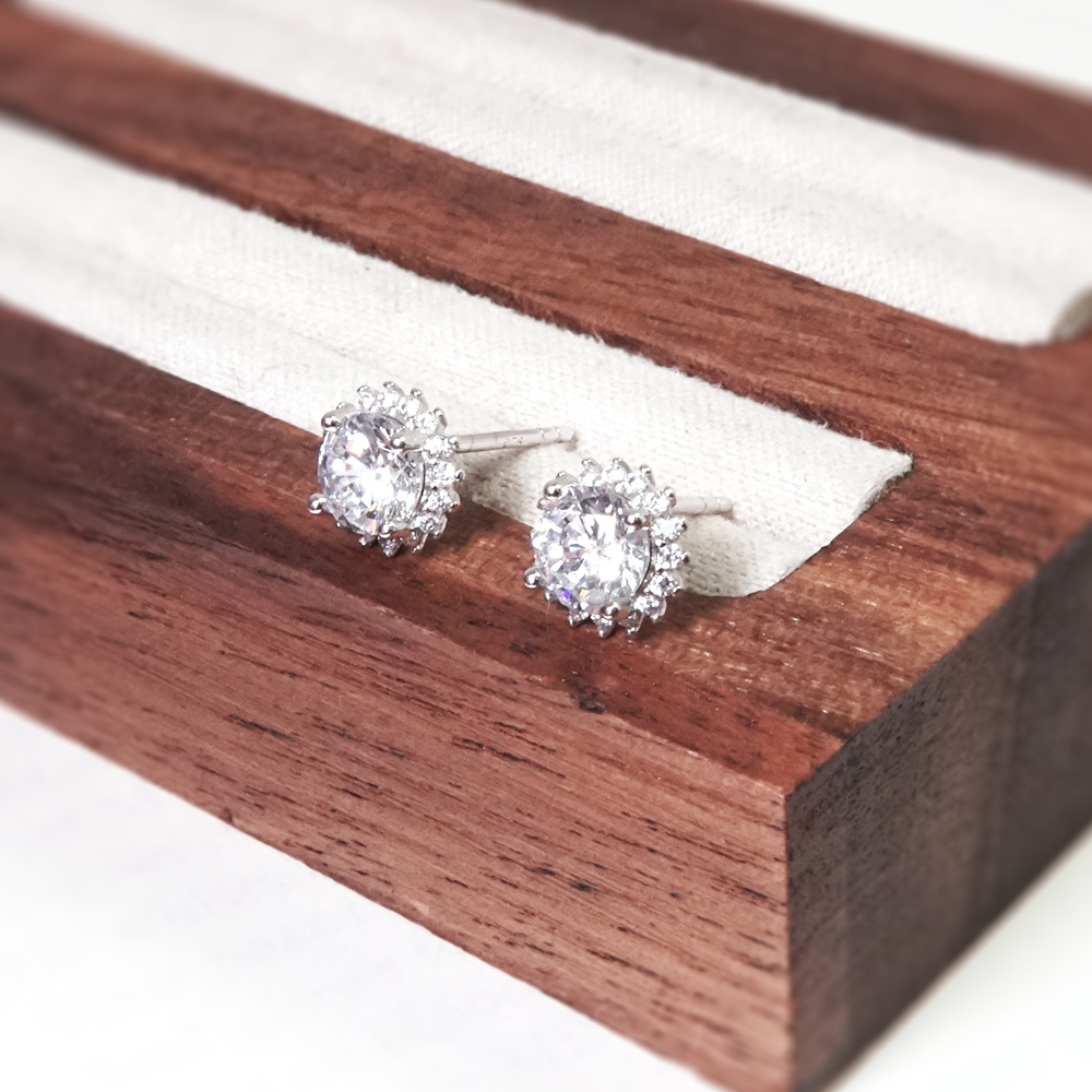 絢爛花環 純銀耳環 Taffy系列 925純銀 白K金色 美鑽款 女生耳環