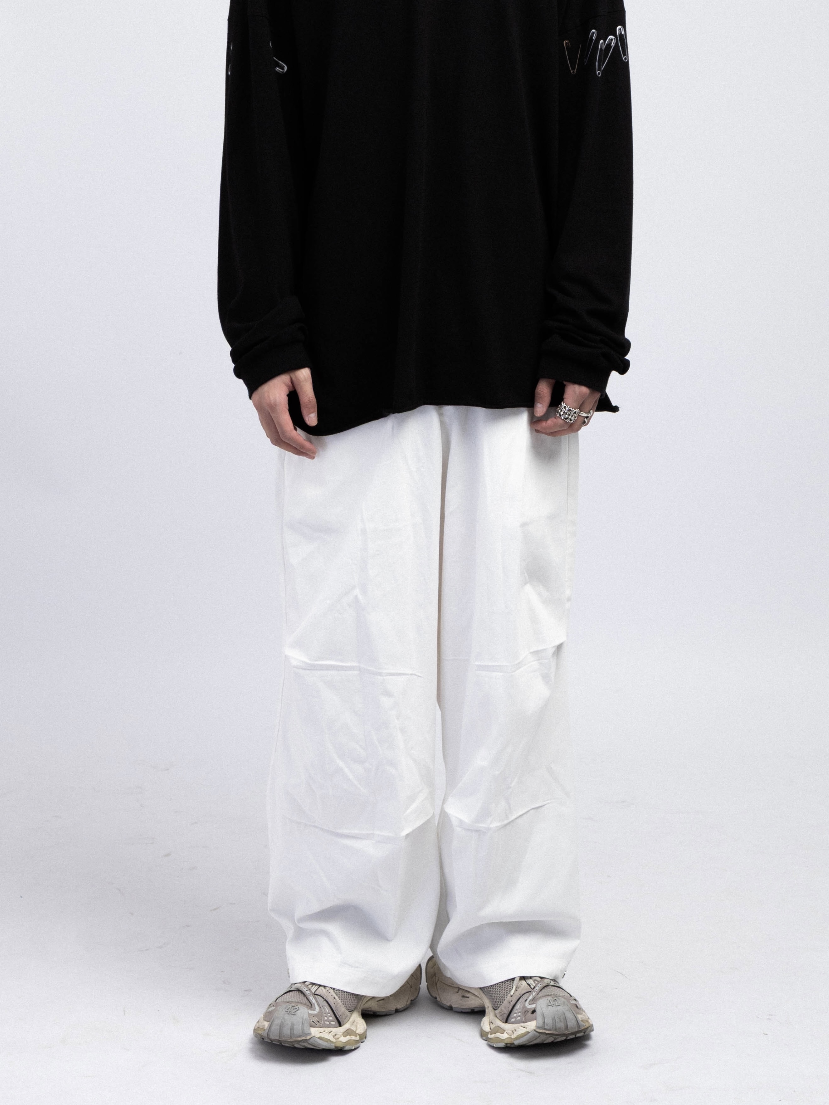 Symphony 褲子-白色闊腿寬褲