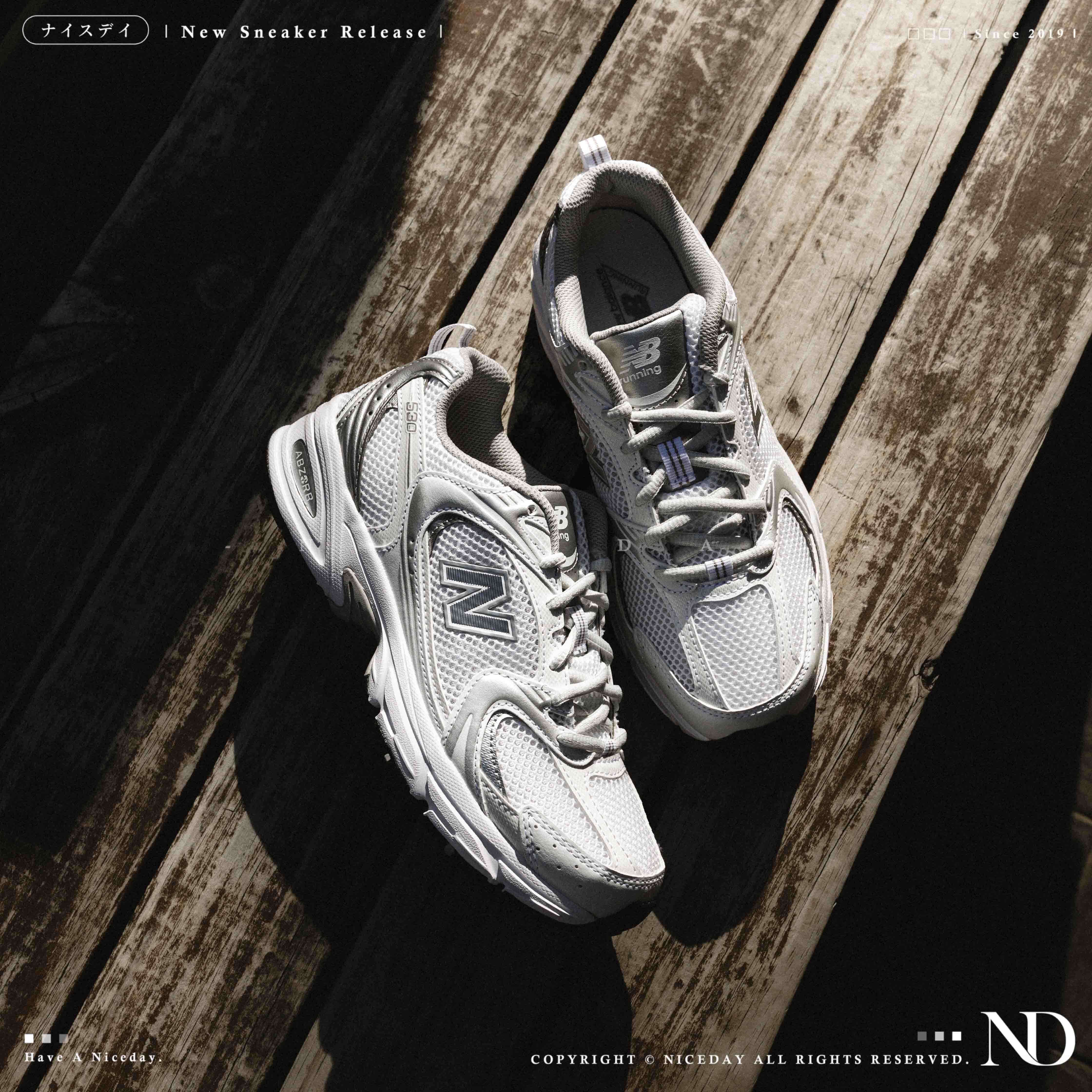 NICEDAY 現貨 New Balance 530 白銀 復古 白色 銀色 網眼 透氣 慢跑鞋 女鞋 MR530EMA