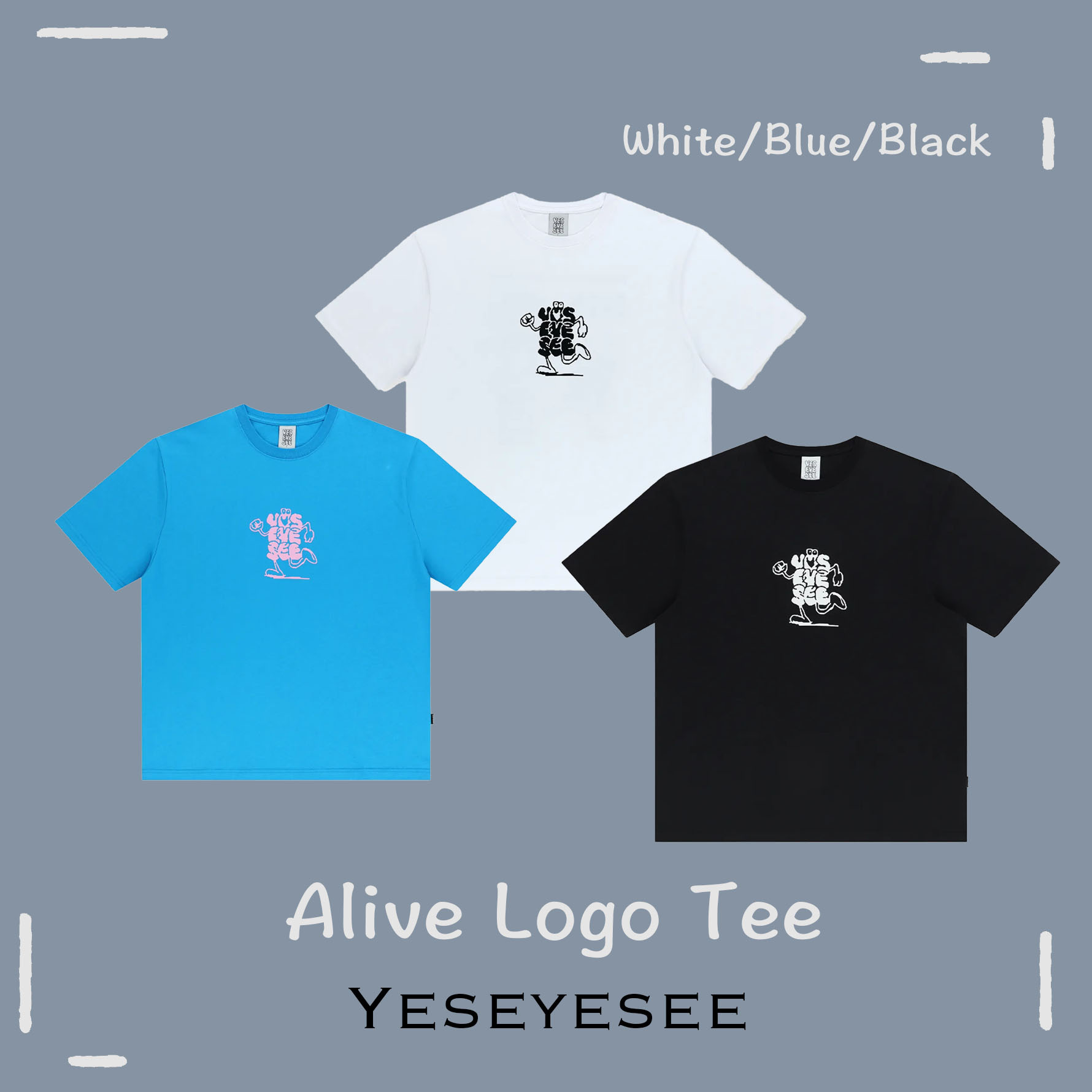 【OWN】YESEYESEE 短袖上衣 休閒 造型 夏季 新品 不分男女 黑色 白色 藍色