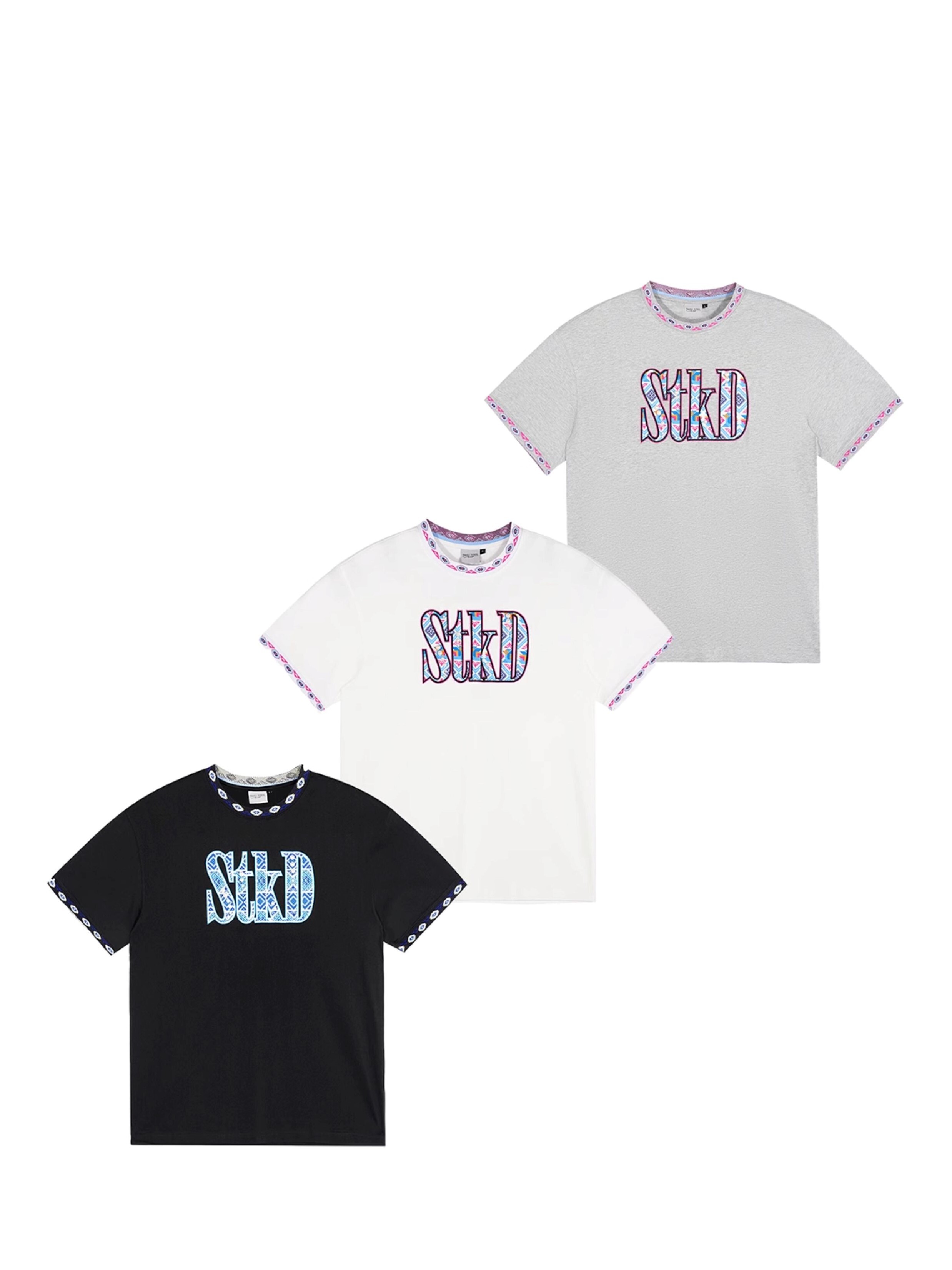 STK SmallTownKid 民族風 珍珠刺繡 包邊花紋 短袖 T