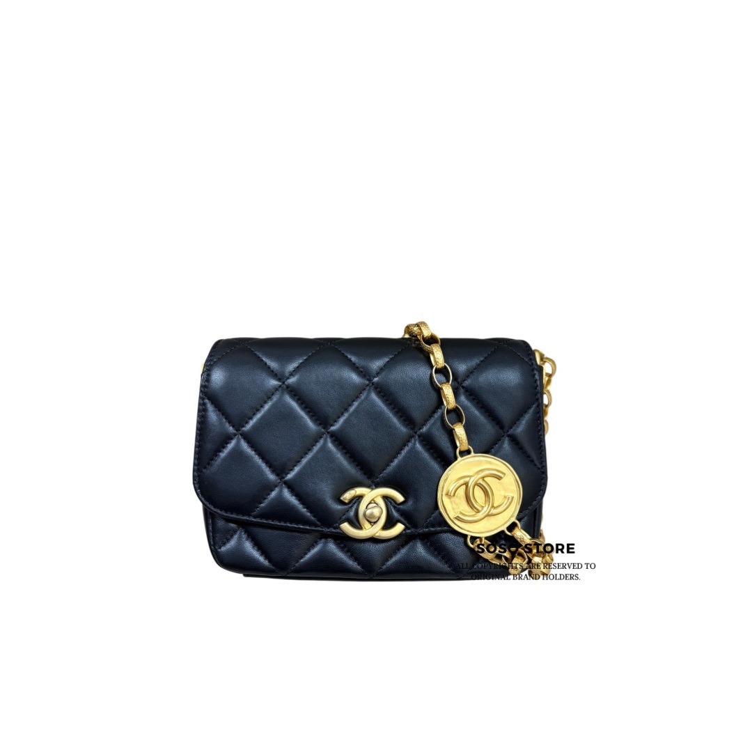 Chanel Flap Bag Mini With Coin - Black / Ghw