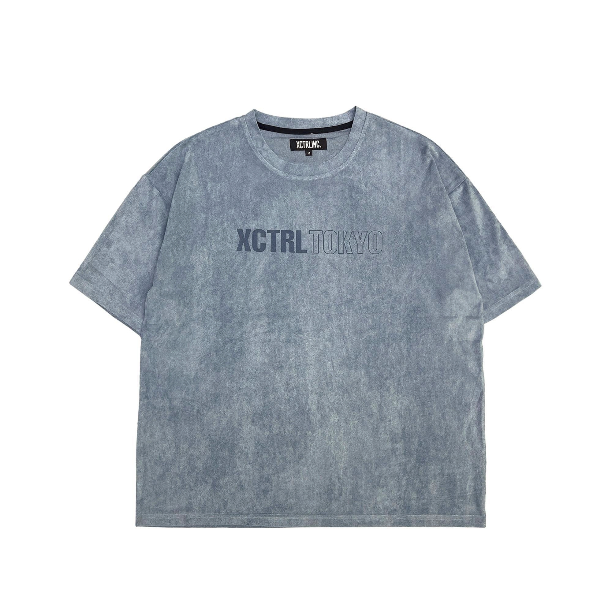 XCTRL 暴走東京皮絨寬版短T-灰藍